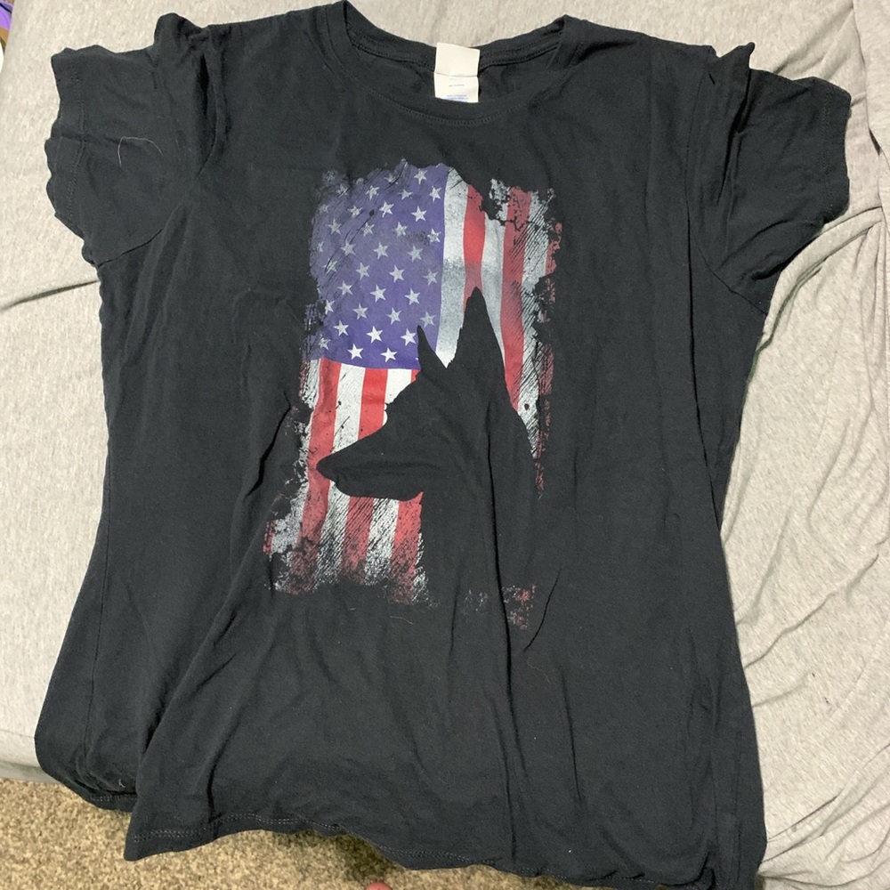 German Shepard American Flag T-shirt